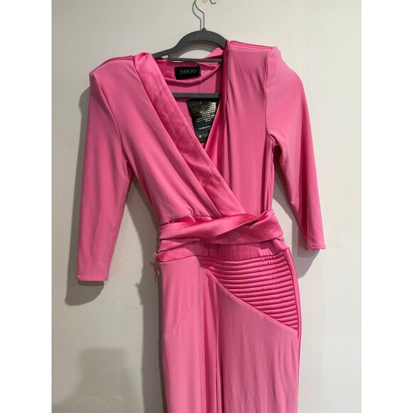 NWT Zhivago Idunn Jersey Surplice V-Neck Flare Leg Jumpsuit Pink Women's US 6 - Picture 4 of 8